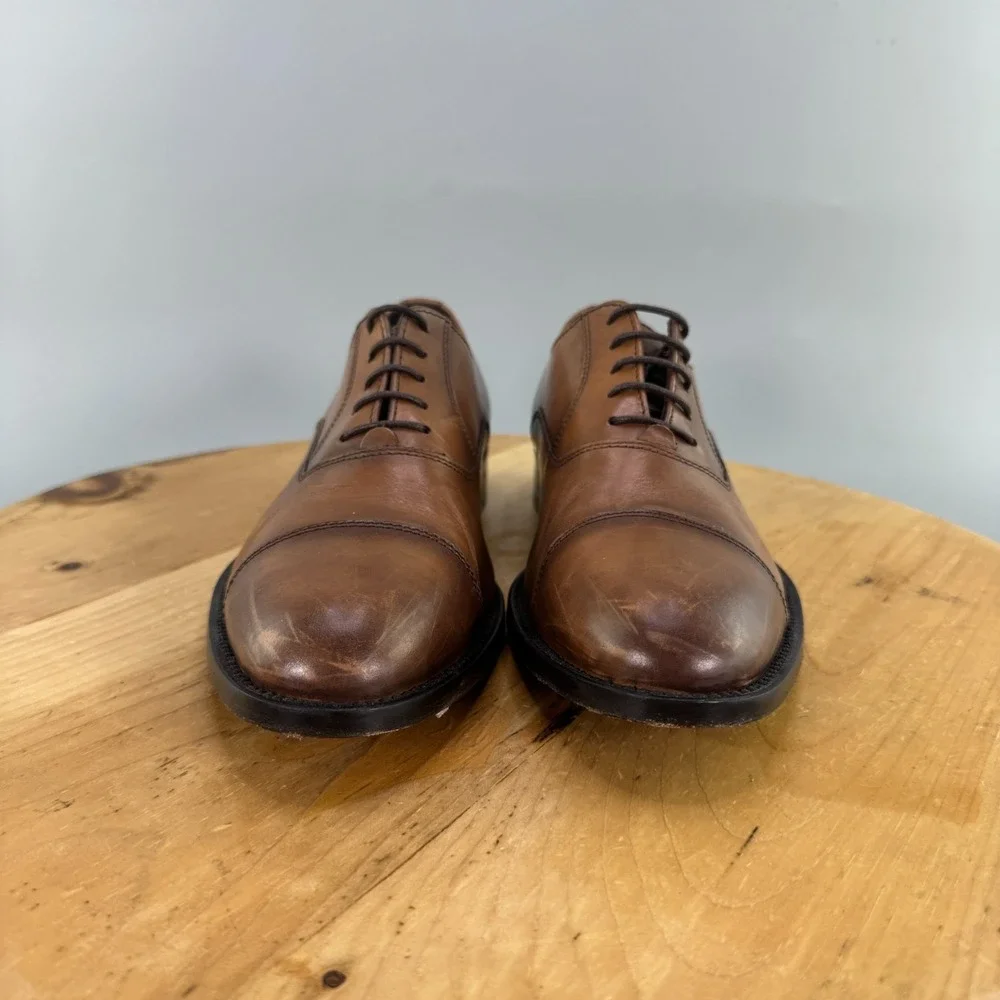 To Boot New York Caufield Mens Size 7.5 M Cap Toe Oxford Brown Leather EUC